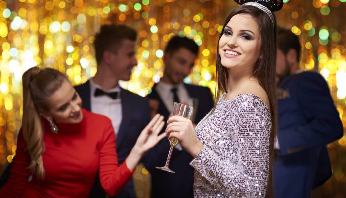 Attractive woman in party crown